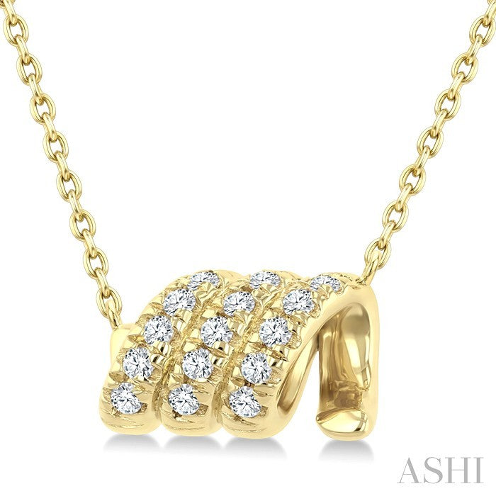 1/10 Ctw Round Cut Diamond Twine Fashion Pendant With Chain in 10K Yellow Gold
