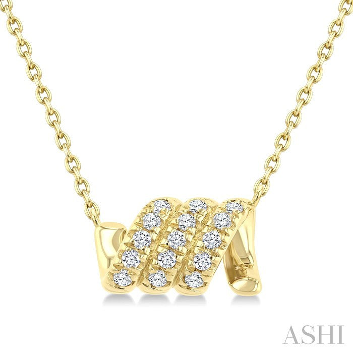 1/10 Ctw Round Cut Diamond Twine Fashion Pendant With Chain in 10K Yellow Gold