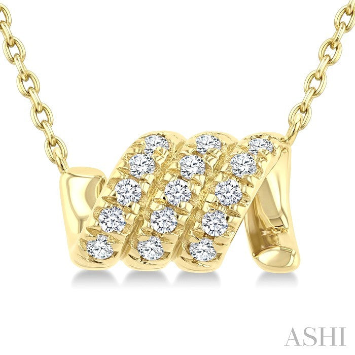 1/10 Ctw Round Cut Diamond Twine Fashion Pendant With Chain in 10K Yellow Gold