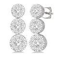 1 Ctw Hanging Triple Mount Shine Bright Round Cut Diamond Earrings in 14K White Gold