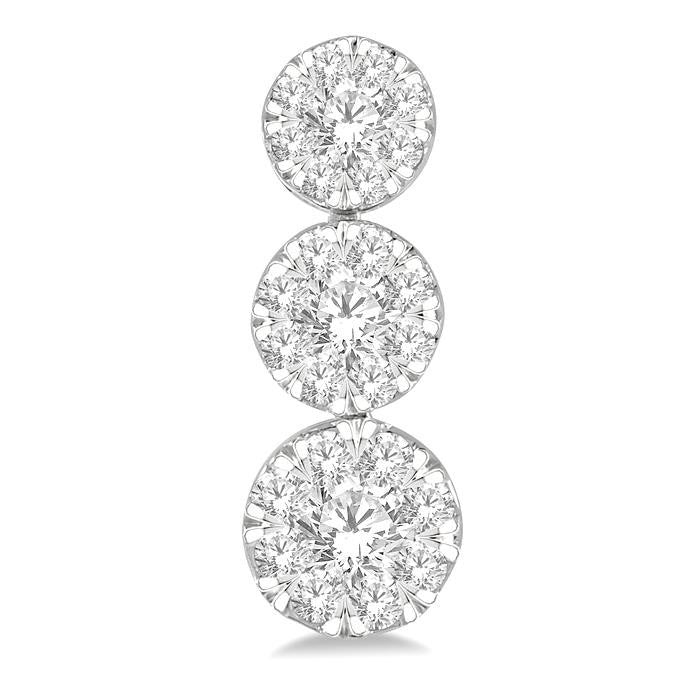 1 Ctw Hanging Triple Mount Shine Bright Round Cut Diamond Earrings in 14K White Gold