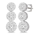 1 Ctw Hanging Triple Mount Shine Bright Round Cut Diamond Earrings in 14K White Gold