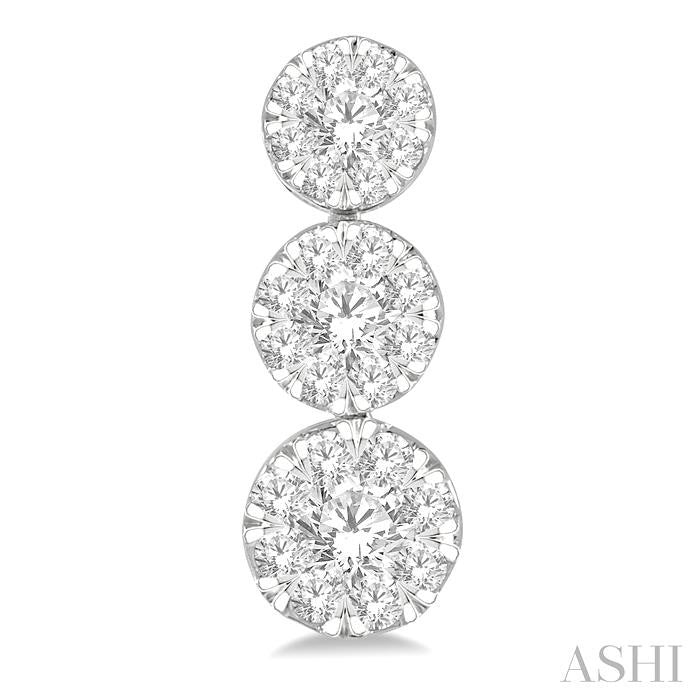 1 Ctw Hanging Triple Mount Shine Bright Round Cut Diamond Earrings in 14K White Gold