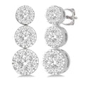 3/4 Ctw Hanging Triple Mount Shine Bright Round Cut Diamond Earrings in 14K White Gold