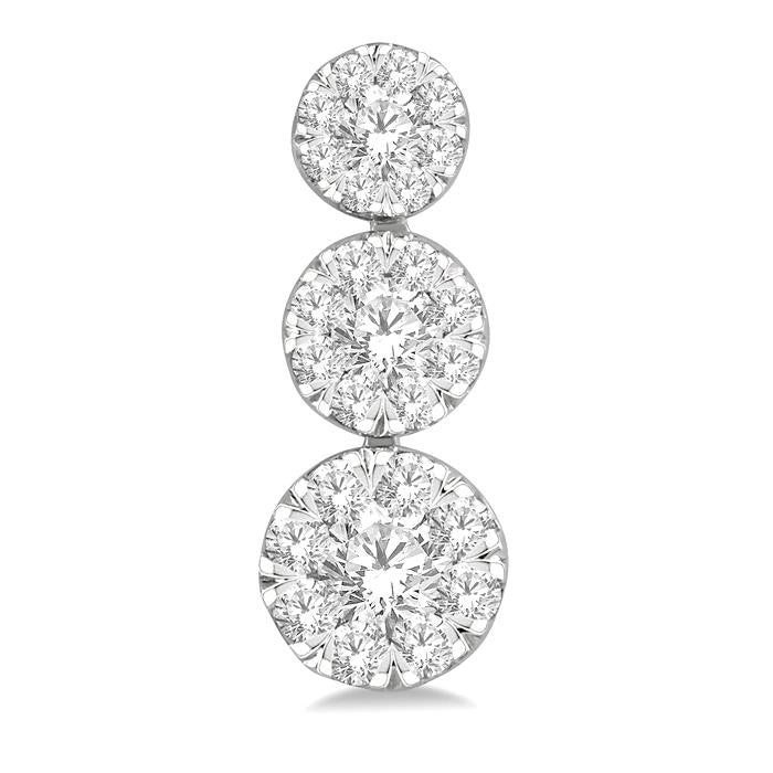 3/4 Ctw Hanging Triple Mount Shine Bright Round Cut Diamond Earrings in 14K White Gold