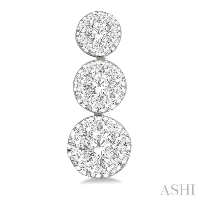 3/4 Ctw Hanging Triple Mount Shine Bright Round Cut Diamond Earrings in 14K White Gold