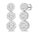 1/2 Ctw Hanging Triple Mount Shine Bright Round Cut Diamond Earrings in 14K White Gold