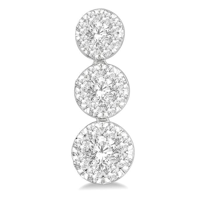 1/2 Ctw Hanging Triple Mount Shine Bright Round Cut Diamond Earrings in 14K White Gold
