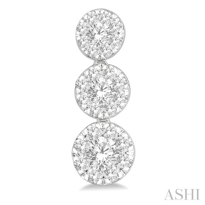 1/2 Ctw Hanging Triple Mount Shine Bright Round Cut Diamond Earrings in 14K White Gold