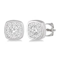 3/4 Ctw Cushion Shape Round Cut Diamond Shine Bright Bezel Stud Earrings in 14K White Gold
