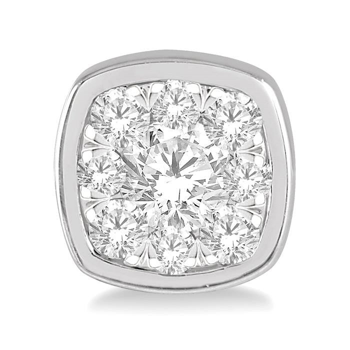 3/4 Ctw Cushion Shape Round Cut Diamond Shine Bright Bezel Stud Earrings in 14K White Gold