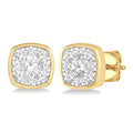 1/2 Ctw Cushion Shape Round Cut Diamond Shine Bright Bezel Stud Earrings in 14K Yellow and White Gold