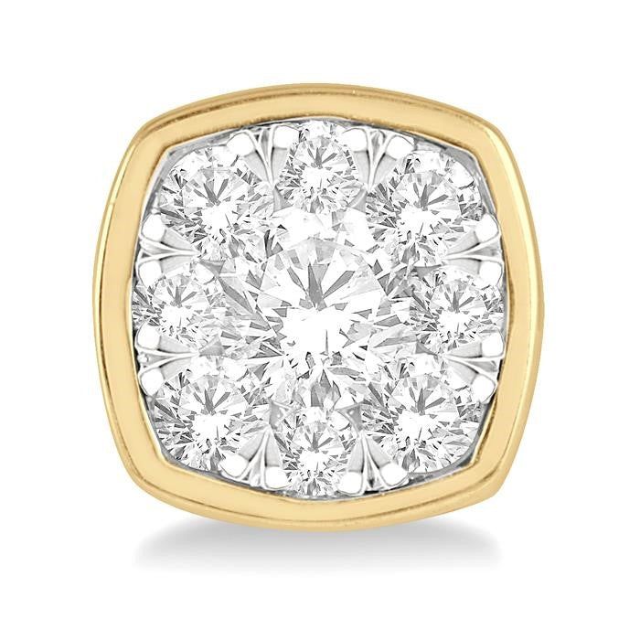 1/2 Ctw Cushion Shape Round Cut Diamond Shine Bright Bezel Stud Earrings in 14K Yellow and White Gold