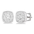 1/2 Ctw Cushion Shape Round Cut Diamond Shine Bright Bezel Stud Earrings in 14K White Gold