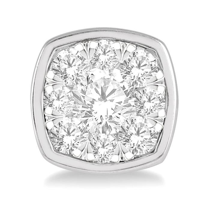 1/2 Ctw Cushion Shape Round Cut Diamond Shine Bright Bezel Stud Earrings in 14K White Gold