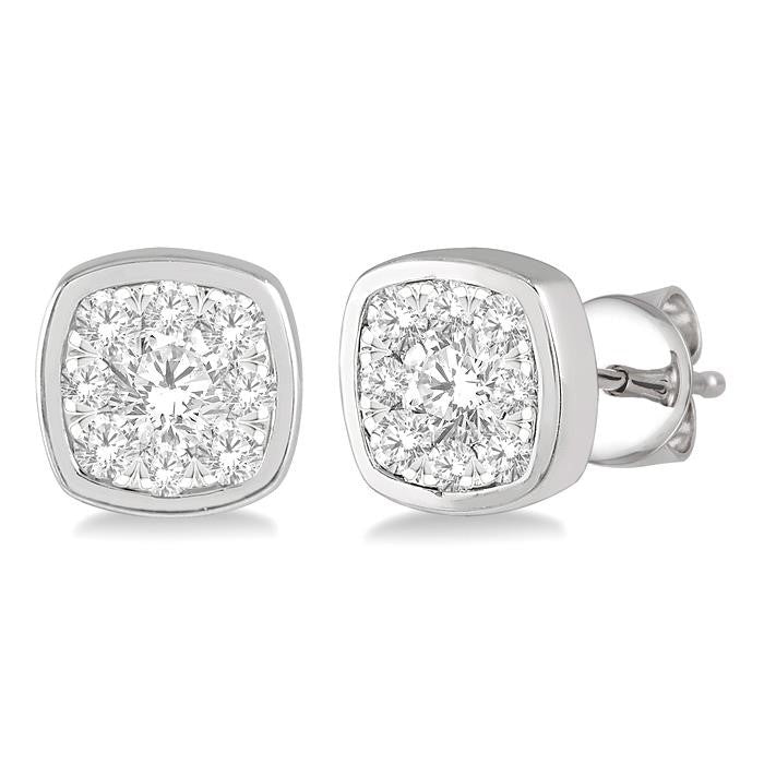 LysCelOra IonLysLin 14K White Gold Diamond Earrings