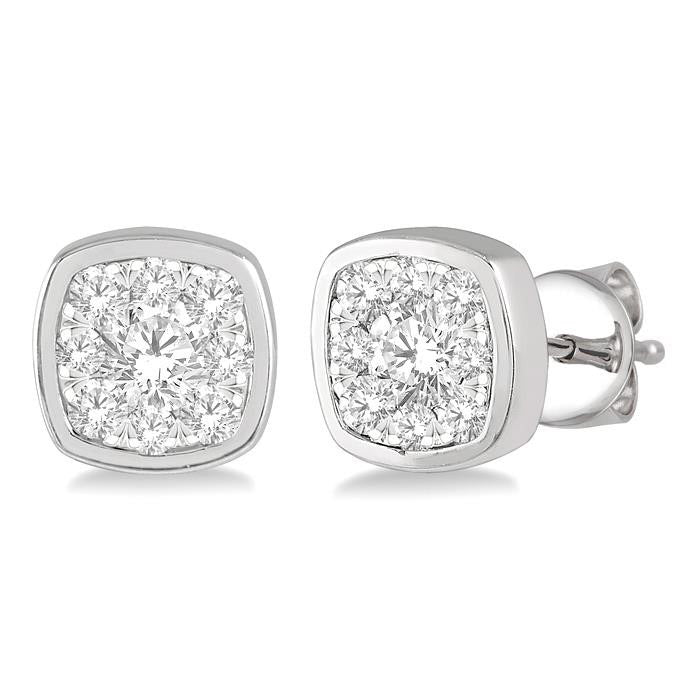 LysCelOra IonLysLin 14K White Gold Diamond Earrings
