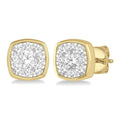 1/3 Ctw Cushion Shape Round Cut Diamond Shine Bright Bezel Stud Earrings in 14K Yellow and White Gold