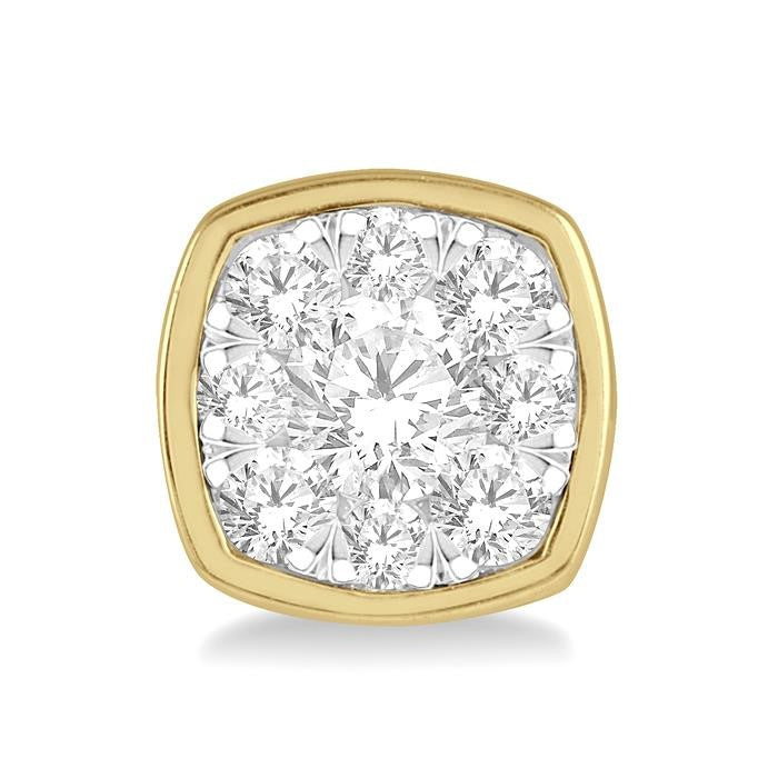 1/3 Ctw Cushion Shape Round Cut Diamond Shine Bright Bezel Stud Earrings in 14K Yellow and White Gold