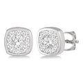 1/3 Ctw Cushion Shape Round Cut Diamond Shine Bright Bezel Stud Earrings in 14K White Gold