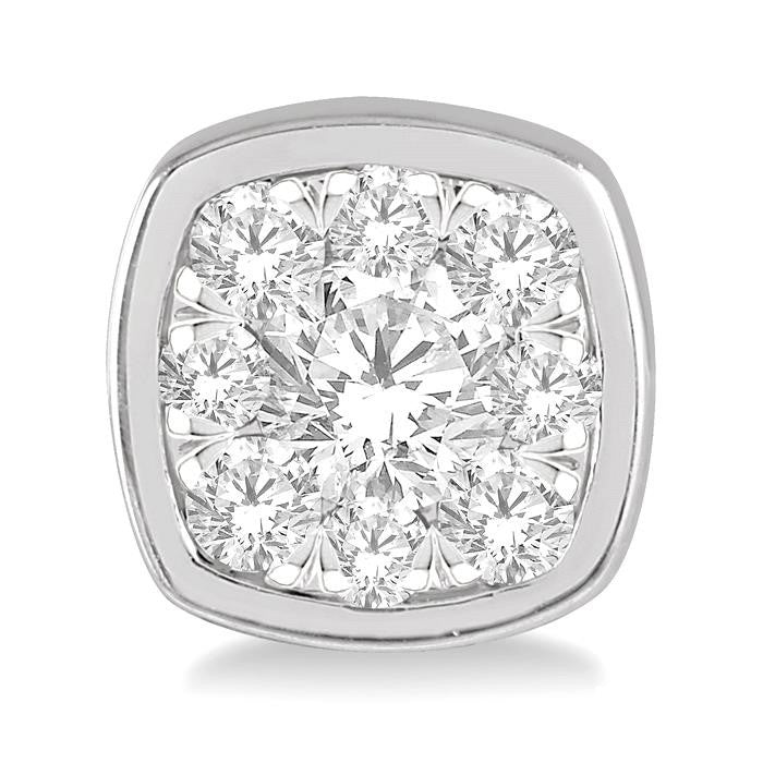 1/3 Ctw Cushion Shape Round Cut Diamond Shine Bright Bezel Stud Earrings in 14K White Gold