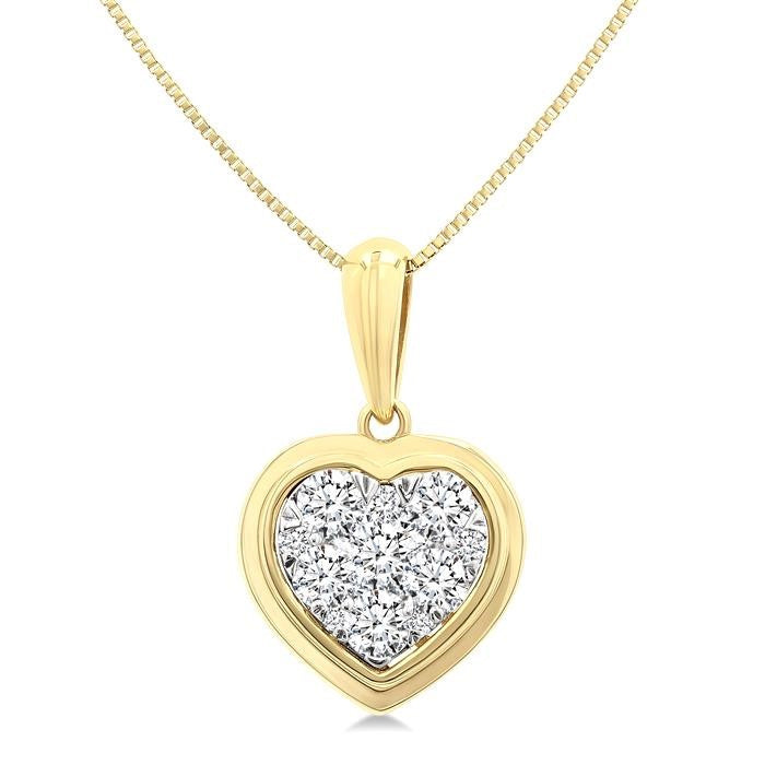 1/3 Ctw Shine Bright Heart Round Cut Diamond Fashion Pendant With Chain in 14K Yellow and White Gold