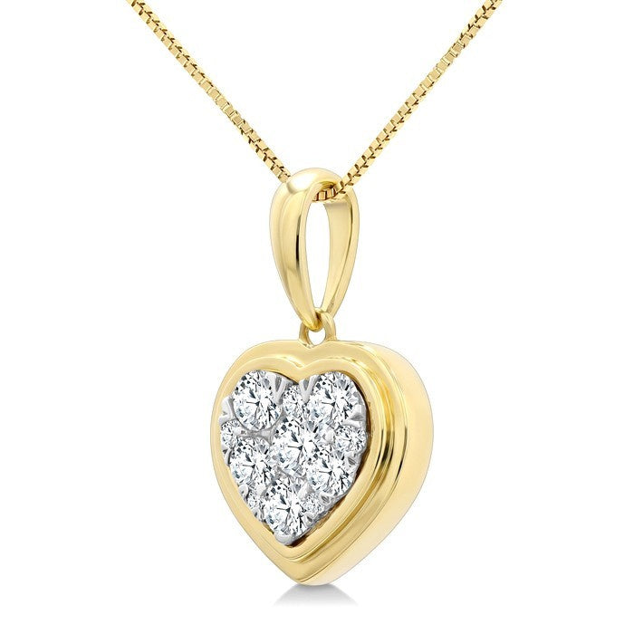 1/3 Ctw Shine Bright Heart Round Cut Diamond Fashion Pendant With Chain in 14K Yellow and White Gold