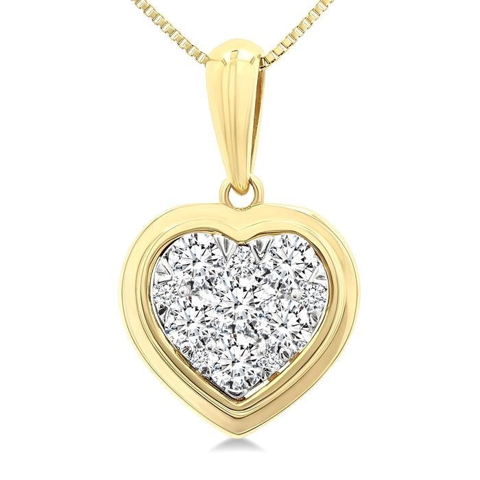 1/3 Ctw Shine Bright Heart Round Cut Diamond Fashion Pendant With Chain in 14K Yellow and White Gold