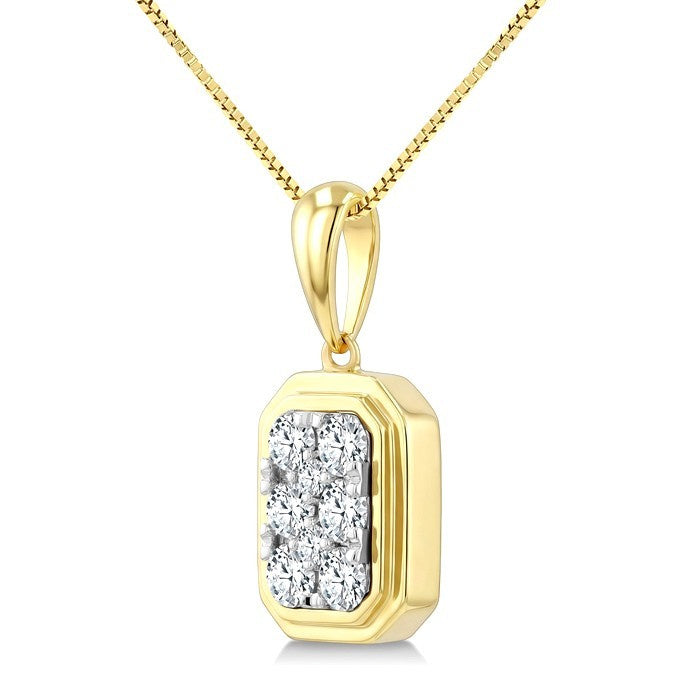 1/3 Ctw Shine Bright Emerald Shape Round Cut Diamond Fashion Pendant With Chain in 14K Yellow and White Gold