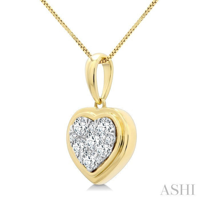 1/3 Ctw Shine Bright Heart Round Cut Diamond Fashion Pendant With Chain in 14K Yellow and White Gold