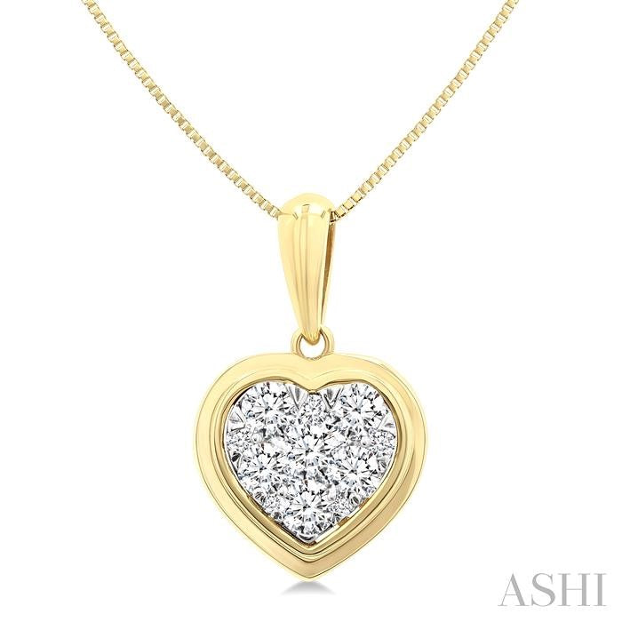 1/3 Ctw Shine Bright Heart Round Cut Diamond Fashion Pendant With Chain in 14K Yellow and White Gold