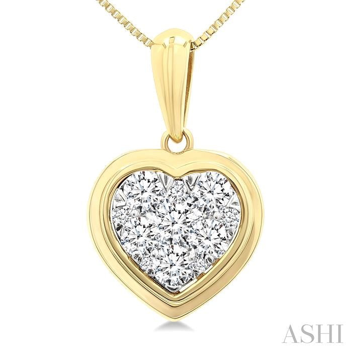 1/3 Ctw Shine Bright Heart Round Cut Diamond Fashion Pendant With Chain in 14K Yellow and White Gold