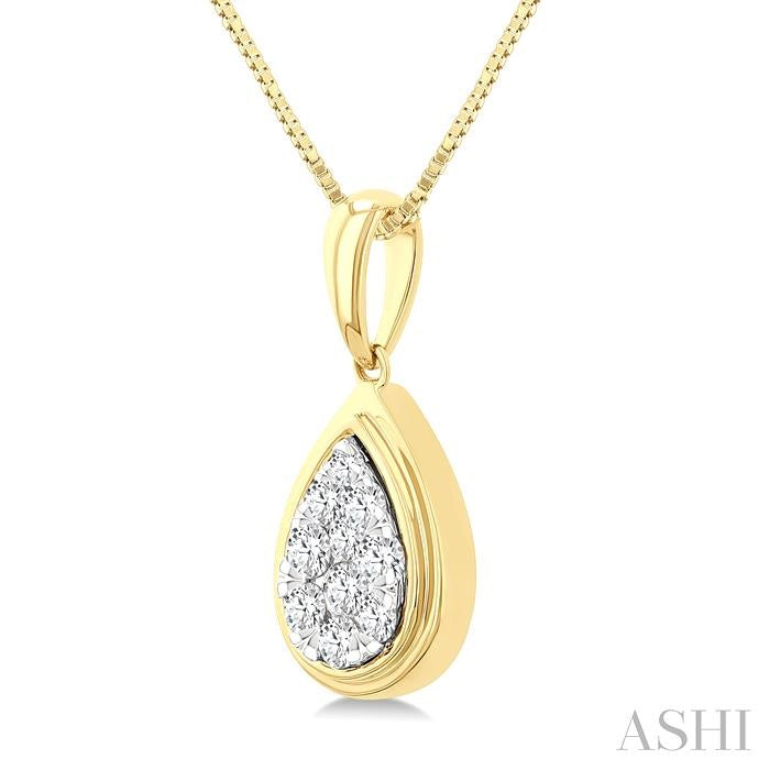 1/4 Ctw Shine Bright Pear Shape Round Cut Diamond Fashion Pendant With Chain in 14K Yellow and White Gold
