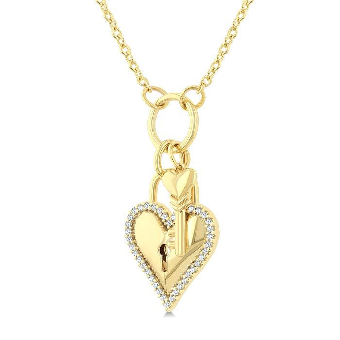 Heart Lock & Key Charm Diamond Fashion Pendant