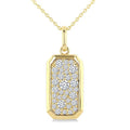 5/8 Ctw Elongated Octagon Shape Pave Set Round Cut Diamond Fashion Pendant With Chain in 14K Yellow Gold