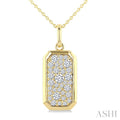 5/8 Ctw Elongated Octagon Shape Pave Set Round Cut Diamond Fashion Pendant With Chain in 14K Yellow Gold