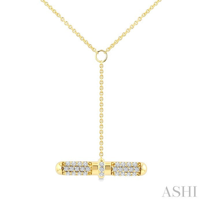 1/3 Ctw Round Cut Diamond T-Bar Fashion Necklace in 14K Yellow Gold