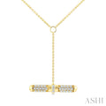 1/3 Ctw Round Cut Diamond T-Bar Fashion Necklace in 14K Yellow Gold