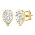 1/2 Ctw Pear Shape Shine Bright Round Cut Diamond Bezel Stud Earrings in 14K Yellow and White Gold