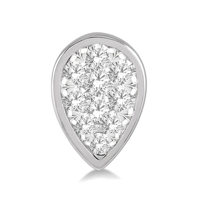 1/2 Ctw Pear Shape Shine Bright Round Cut Diamond Bezel Stud Earrings in 14K White Gold