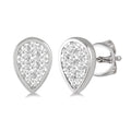 1/3 Ctw Pear Shape Shine Bright Round Cut Diamond Bezel Stud Earrings in 14K White Gold