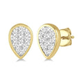 1/3 Ctw Pear Shape Shine Bright Round Cut Diamond Bezel Stud Earrings in 14K Yellow and White Gold