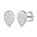 1/3 Ctw Pear Shape Shine Bright Round Cut Diamond Bezel Stud Earrings in 14K White Gold