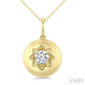 5/8 Ctw Circle Round Cut Diamond Fashion Dome Pendant With Chain in 14K Yellow Gold