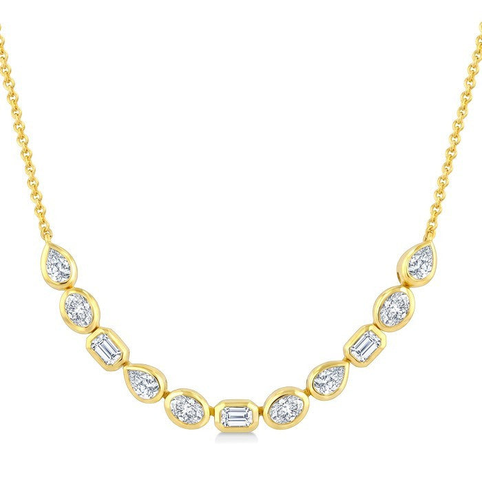1 Ctw Mixed Cut Diamond Fashion Necklace in 14K Yellow Gold