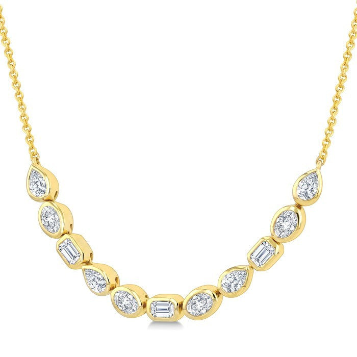 1 Ctw Mixed Cut Diamond Fashion Necklace in 14K Yellow Gold