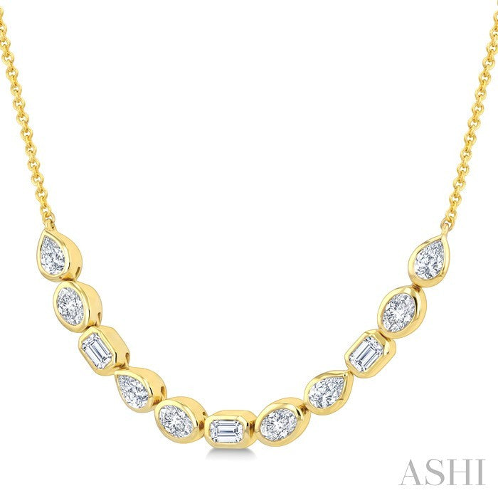 1 Ctw Mixed Cut Diamond Fashion Necklace in 14K Yellow Gold