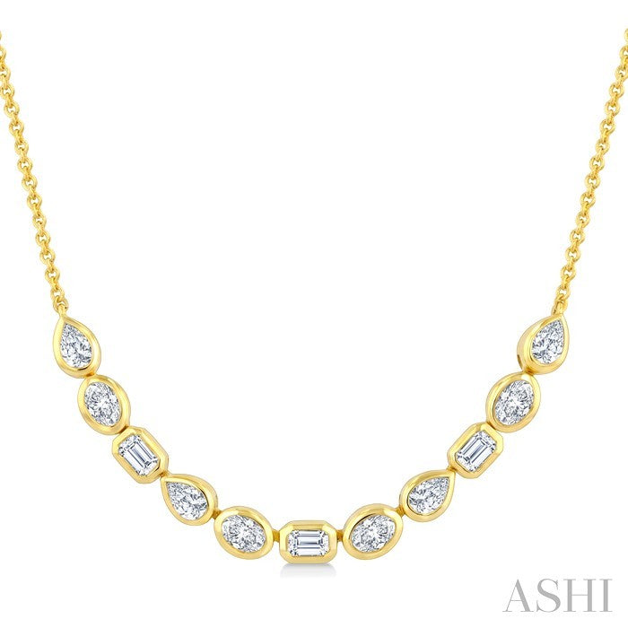 1 Ctw Mixed Cut Diamond Fashion Necklace in 14K Yellow Gold