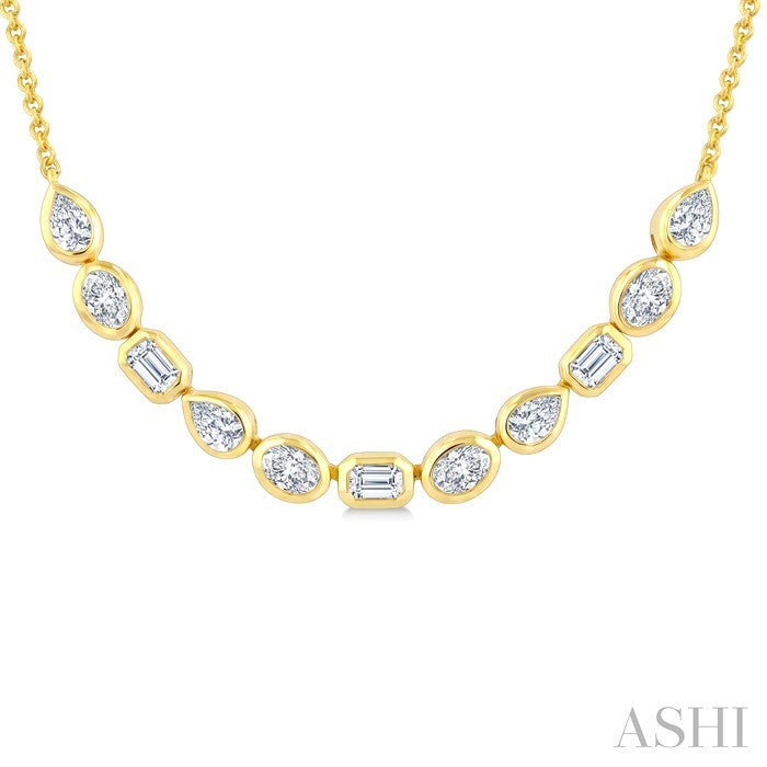 1 Ctw Mixed Cut Diamond Fashion Necklace in 14K Yellow Gold