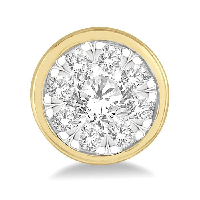 1 Ctw Shine Bright Round Cut Diamond Stud Earrings in 14K Yellow and White Gold